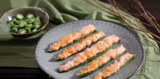 Cách làm đậu bắp nhồi tôm hấp đơn giản