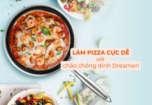 Làm bánh pizza bằng chảo chống dính vân tổ ong kép Dreamer làm bánh pizza bằng chảo