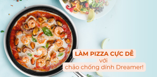 Làm bánh pizza bằng chảo chống dính vân tổ ong kép Dreamer làm bánh pizza bằng chảo